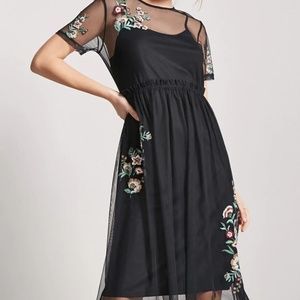 Embroidered Sheer Mesh Dress